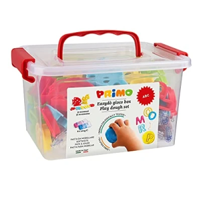 Imagen de Morocolor PRIMO, 8 bloques de 100g Plastilina Easy Do y 32 accesorios &quot;abc set&quot;, blanda, Colores surtidos brillantes moldes creativos, Elástico maleable, Sin gluten