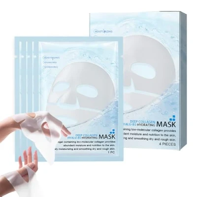 Imagen de 4 PCS Mascarilla de Colageno,Mascarilla Facial,Hidratante Profunda Facial Colageno,Reduce los Poros,Reducir las Líneas Finas,Reafirmante La Piel,Iluminar el Color Piel