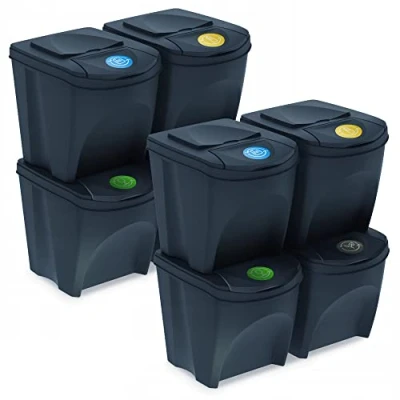 Imagen de 2 unidades de juego 4 cubos reciclaje 100l prosperplast sortibox plastico en color antracita