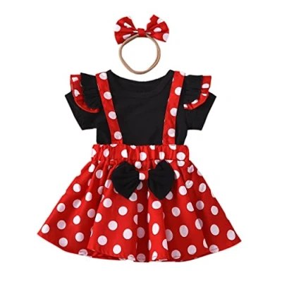 Imagen de Lito Angels Disfraz Vestido de Minnie Mouse con Diadema para Bebé Niñas Talla 6 12 meses, Lunares Rojos