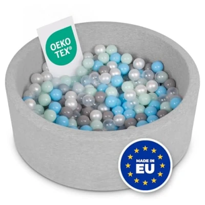 Imagen de Selonis Blanda Piscina De Espuma 90X30cm/200 Bolas para Bebé Niño Redonda, Gris Clr:Perl,Gris,Transparent,Azul Clr,Menta