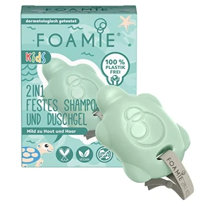 Imagen de Foamie champú y gel de ducha 2 en 1 para niños, niños con aceite aguacate orgánico un mejor peinado, suave la piel el cabello, 100% vegano, sin plástico, 80 g