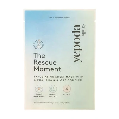 Imagen de Yepoda THE RESCUE MOMENT Una sola sheet mask Mascarilla facial exfoliante con un cocktail de PHA, AHA &amp; algas (25 ml)