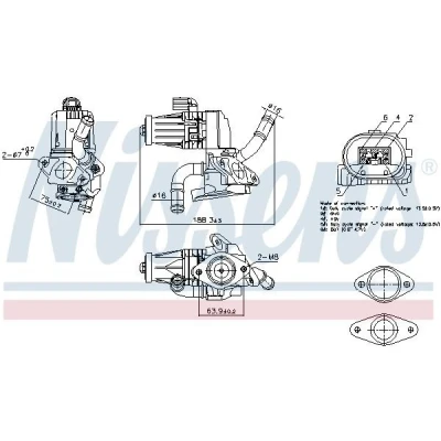 Imagen de NISSENS 98232 Válvula EGR sin radiator FORD: Transit Mk6 Furgón, Camión de plataforma/Chasis, Tourneo
