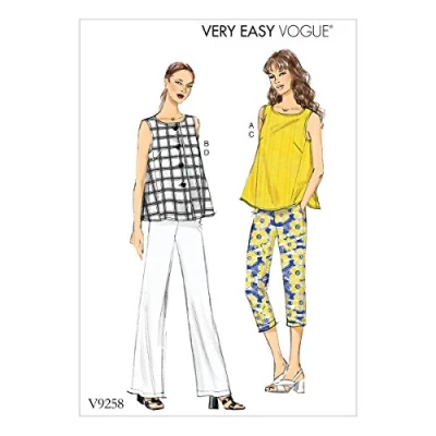 Imagen de Butterick Patrón de Moda 9258 F5, Camisetas y Pantalones para Mujer, Tallas 16 24, Pañuelo, Multicolor, 15.00 x 0.5 22.00 cm