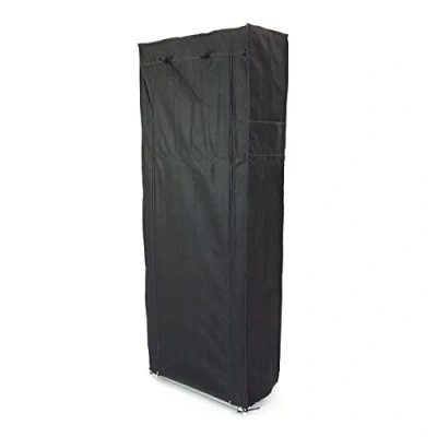 Imagen de PrimeMatik Armario ropero y Zapatero de Tela Desmontable 60 x 30 160 cm Negro con Puerta Enrollable