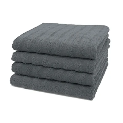 Imagen de ZOLLNER 4 Toallas de Lavabo Premium, 50x100 cm, 100% algodón, Gris Oscuro