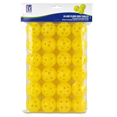 Imagen de PGA Tour Air Flow Übungs Golfball Set de 24 Bolas para práctica Golf Flujo Aire, Unisex, Amarillo