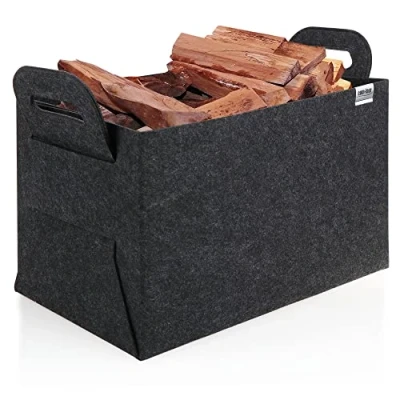 Imagen de com four® Bolsa de Fieltro XXL para Compras Bolsas Transporte periódicos, Papel Usado y leña (01 Pieza Antracita 44x31cm)