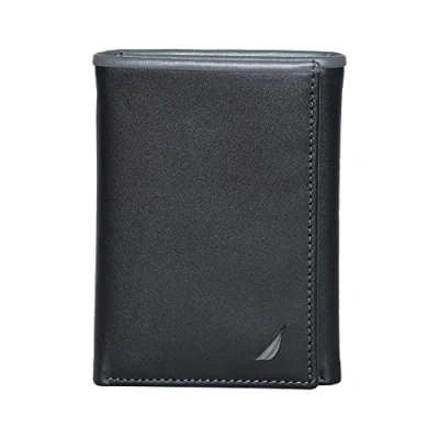 Imagen de Nautica Billetera Triple Pop Clase J, Negro/Gris, Talla única para Hombre