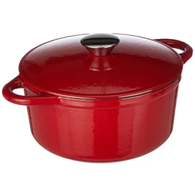 Imagen de IBILI Cocotte redonda roja 21x10 cm, Hierro fundido, Apta para induccion
