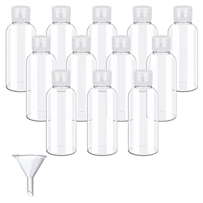 Imagen de SPEACOUR 12 PCS Botellas Vacías de Plástico Botella Cosmética Transparente Viaje con 1 Embudo Botes para Cosméticos Champú Accesorios (50ml)