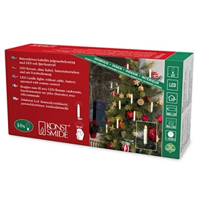 Imagen de Konstsmide Christmas Velas navideñas LED a pilas blancas 10 uds.