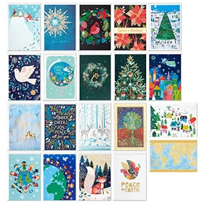 Imagen de Hallmark UNICEF Surtido de tarjetas Navidad en caja, 20 diseños (20 y 21 sobres)