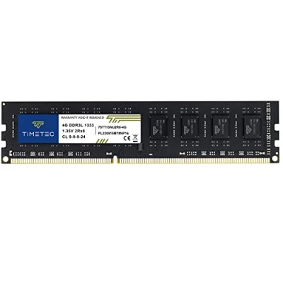 Imagen de Timetec DDR3 1333MHz PC3 10600 No ECC Sin búfer 1.35V CL9 2Rx8 Dual Rank 240 Pin UDIMM Actualización de módulo Memoria RAM PC Escritorio (4GB)