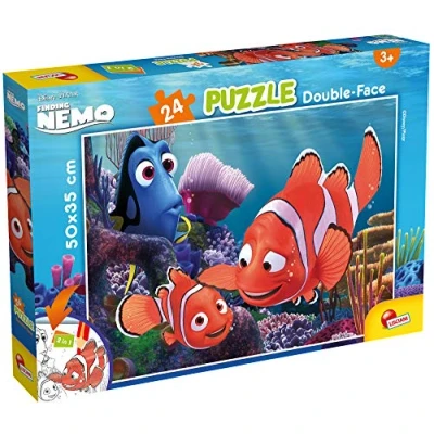 Imagen de Liscianigiochi Puzzle para niños de 24 piezas 2 en 1, Doble Cara con reverso colorear Disney Nemo 86481