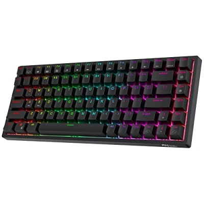 Imagen de RK ROYAL KLUDGE RK84 Teclado Mecánico de Juego Inalámbrico Bluetooth/2.4Ghz 80% RGB, Conectable Tres Modos con Interruptor Azul Intercambiable en Caliente, Negro