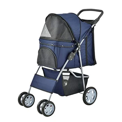 Imagen de pro.tec Carrito para Mascotas Pet Stroller 73x46x100cm Hundebuggy Impermeable Empujar Roadster con Cesta Guardar Objetos Azul