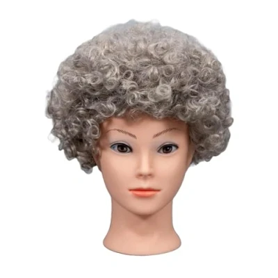 Imagen de Shatchi 11509 afro WIG SILVER Peluca de plata gris rizado para disfraz, accesorio payaso discoteca 70S , color/modelo surtido