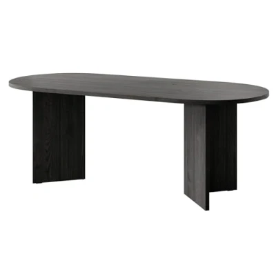 Imagen de Selsey Mesa de Comedor Ovalada 90 x 204 cm Cocina OVO Portland Fresno Negro