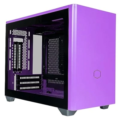 Imagen de Cooler Master MasterBox NR200P Caja Ordenador Mini ITX, Panel Lateral Cristal Templado, Opciones de Enfriamiento óptimos, Exposición GPU Vertical, Accesibilidad 360 Grados Sin Herramientas, Morado