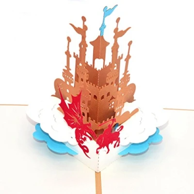 Imagen de Medigy Pop 3D Castillo de tarjetas felicitación las en blanco caballeros para Occastions más