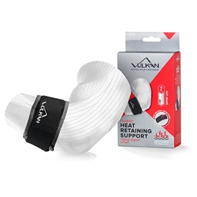 Imagen de VULKAN correa clásica de neopreno para codo tenis, talla única tendinitis, golfista, tenis y RSI, tensión ajustable, almohadilla compresión específica, ideal
