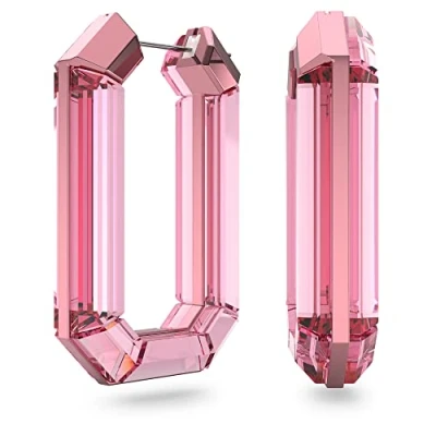 Imagen de Swarovski Pendientes de Aro Lucent para Mujer, con Cristal Rosa Talla Completa, Colección II