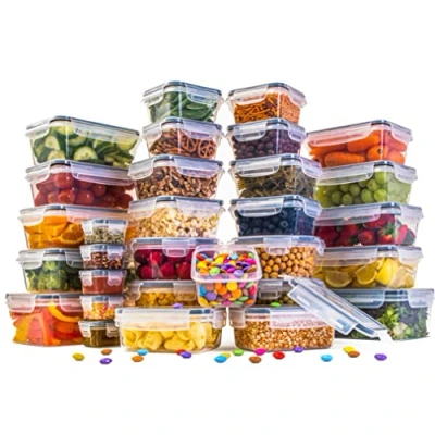 Imagen de nuovva Juego de recipientes herméticos para almacenamiento alimentos, plástico alimentos con tapas, despensa y cocina a prueba fugas, juegos utensilios