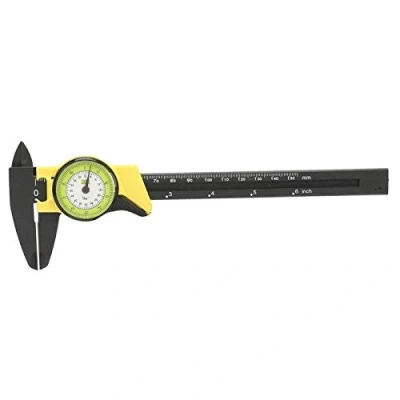 Imagen de Vernier de plástico, Herramienta medición Vernier, 0 150 mm Dial plástico Calibrador regla techo(Yellow)