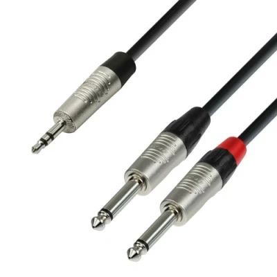 Imagen de Adam Hall Cables 4 STAR YWPP 0600 Cable de Audio REAN Minijack 3,5 mm estéreo a 2 Jacks 6,3 mono 6 m