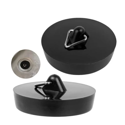 Imagen de Tapones universales, Juego de 2, para Fregadero, Drenaje 1 1/2“, Ø 41 36 mm, PVC, Desagües, bañeras, Fregaderos, lavabo, negro, drain plugs