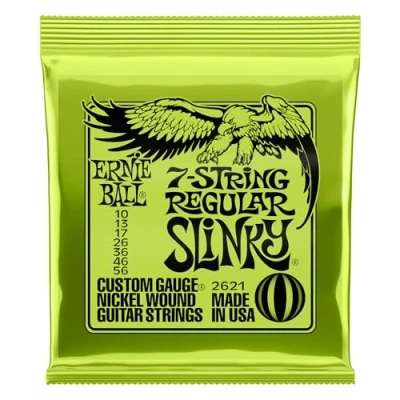 Imagen de Ernie Ball Regular Slinky Cuerdas para guitarra eléctrica de 7 cuerdas, entorchado níquel, calibre 10 56