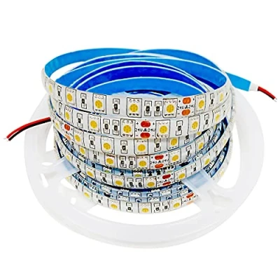 Imagen de Tesfish Tiras LED 24V, 5M Blanco Cálido 3000 3400K Tira de Luces 5050 IP65 Impermeable 300 LEDs que Cambia Color Luz para Dormitorio, Decoración Cocina