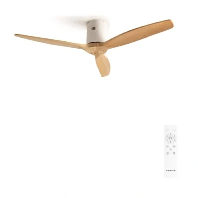 Imagen de CREATE / WINDCALM NATURAL WOOD M/Ventilador de techo blanco aspas madera clara y mando 40W, Temporizador, Ø132 cm, 6 velocidades, silencioso, función verano invierno
