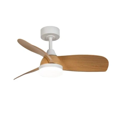 Imagen de wonderlamp Ventilador de techo LED 18W Borse Blanco+Madera clara CCT 3000 4000 6000K, Intensidad regulable Con Mando ø90cm