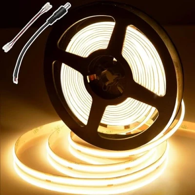 Imagen de BERIXDEEP Tira LED COB 5M, Blanco Calido con 480LEDs/m, 8mm Ancho, CRI 90+, Tiras Regulable DC24V para Dormitorio, Cocina, Espejo (sin Fuente de Alimentación), 2700K