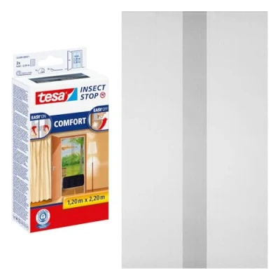 Imagen de tesa Insect Stop Comfort Mosquitera Adhesiva para Puertas Malla Flexible Anti Insectos de Balcón y Patios Sistema Easy On / Off Gris Antracita