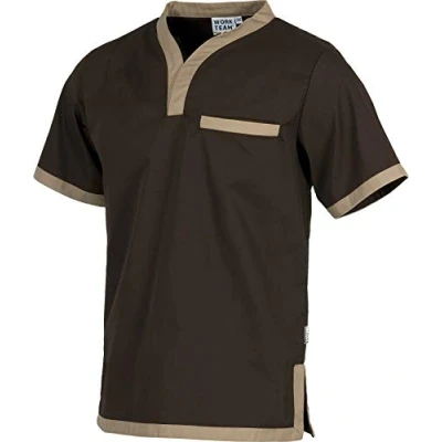 Imagen de Work Team Casaca Manga Corta con un Bolsillo y Vivos a Contraste. Hombre Marron+Beige XL