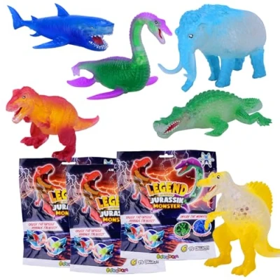 Imagen de #sbabam Funny Box Jurassik Monster, Dinosaurios con Efectos Especiales, 3 Piezas, Juegos para Niños de Quiosco T Rex, Triceratops y Otros Animales Juguete +3 Años