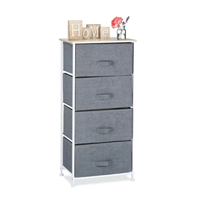 Imagen de Relaxdays Cajonera Multiusos con 4 Cajones, Poliéster, 95 x 45 30 cm, 1 Ud