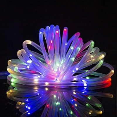 Imagen de anso Tira de luces LED solares cuerda hadas, impermeable, para exteriores, jardín, patio, camino (multicolor, 39 pies, 100 LEDs)