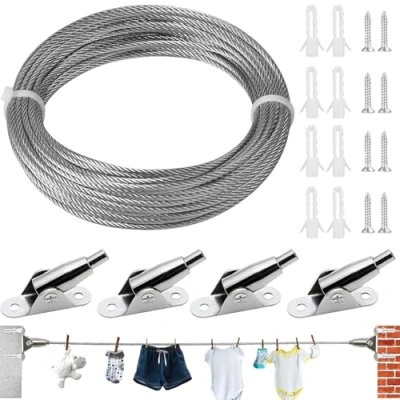 Imagen de Brateuanoii 2mm x 10m Cable Acero, Cuerda De Acero Inoxidable Para Colgar, Recubierto Pvc Alambre, Suspensión Ajustable, Colgar Imágenes, Línea Ropa