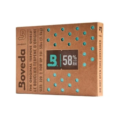 Imagen de Boveda Bolsitas para almacenar remedios naturales Control doble de la humedad 58% HR Tamaño 320 un máximo 2,5 kg Previene pérdida terpenos por sequedad y moho Pack 1