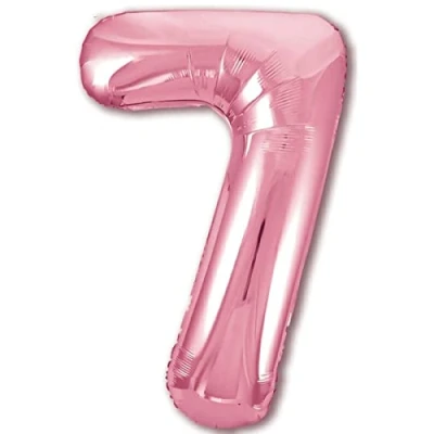 Imagen de Globo 7 Cumpleaños Número Rosa Gigante, XXL de 100cm. Decoración para Niña. Aire o Helio.