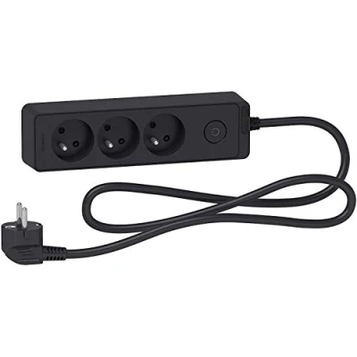 Imagen de Schneider Electric SC5ST9331B Regleta, alargador (3 Tomas, 2P, Cable de 1,5 m), Negro Antracita