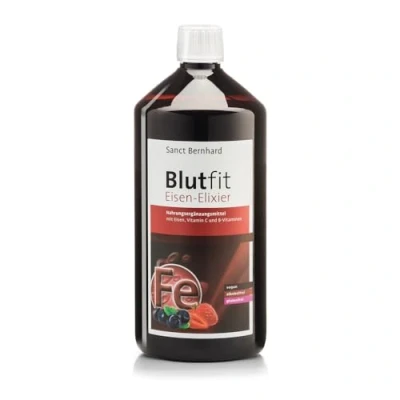 Imagen de Blutfit Jarabe de Hierro y Vitaminas 1 litro Contiene Orgánico B1, B2, B6, B12 C Combate la Anemia Suplementos Vitamínico