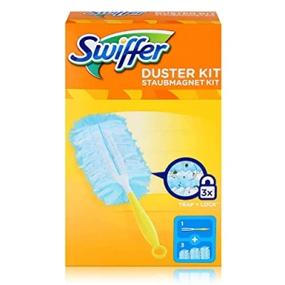 Imagen de El kit Swiffer Duster incluye 1 mango y 3 recambios, atrapa retiene hasta veces más polvo cabello que un plumero normal