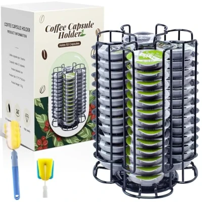 Imagen de TEGOVE Soportes para Cápsulas Compatible Tassimo,Porta Capsulas Tassimo,Soporte de Café,Dispensador Café,360 Girar Puede Contener 52 cápsulas,Negro