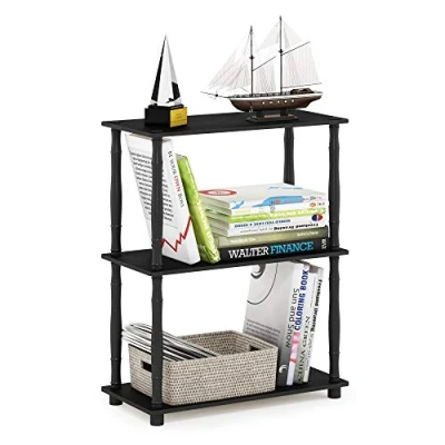 Imagen de Furinno Estante De Exhibición Multipropósito Compacto 3 Niveles Turn N Tube con Tubo Clásico, Americano / Negro